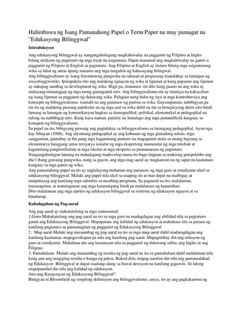halimbawa ng pamanahong papel|Halimbawa NG Pamanahong Papel o Term Paper .